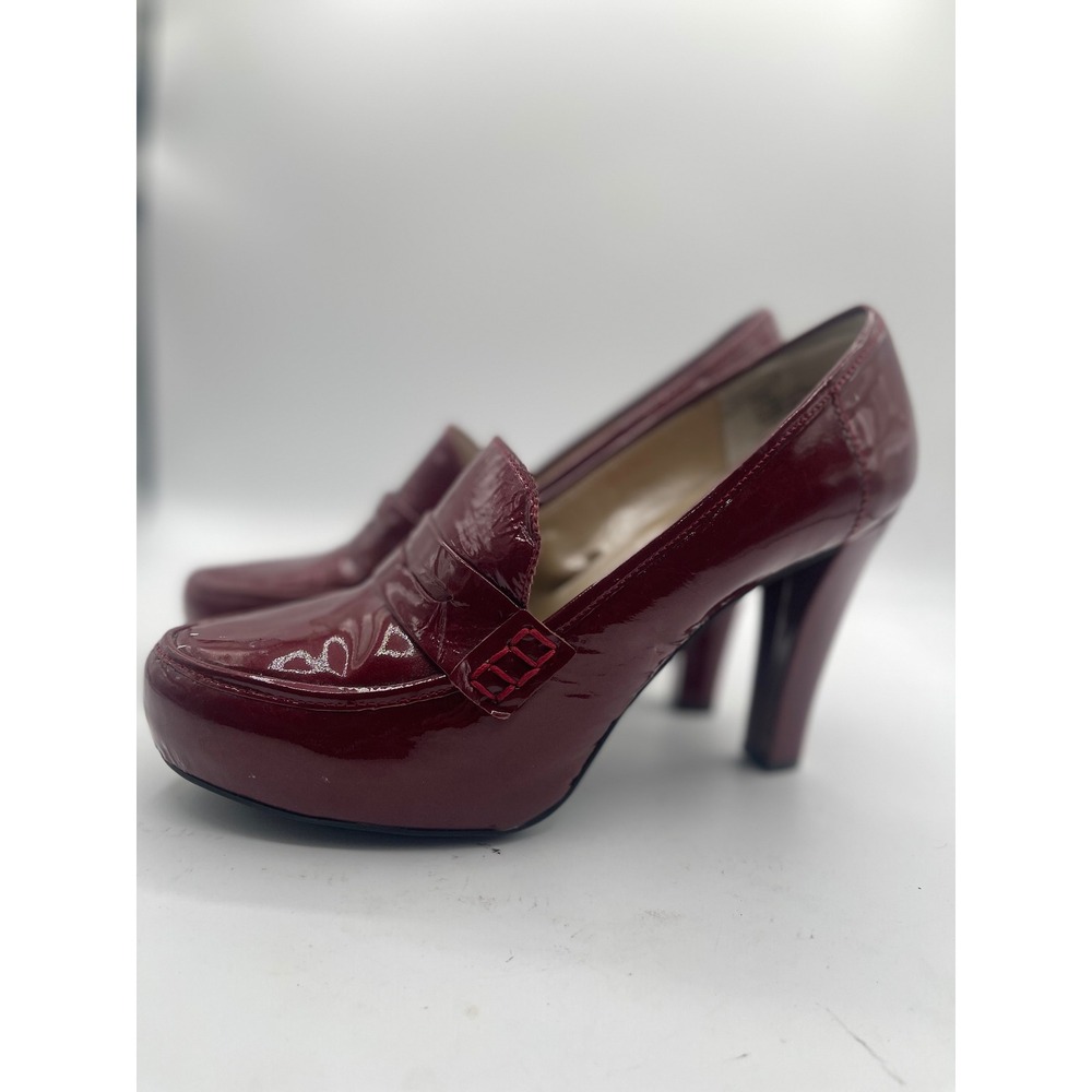 Me Too Platform Heels Loafers Patent Leather Burgundy Pumps Size 7.5